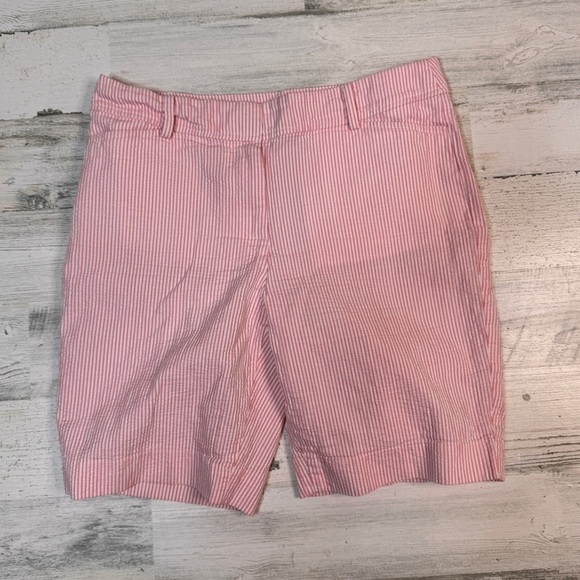 Talbots Pink Petite Candy Striper Short Seersucker  6P - Picture 1 of 5
